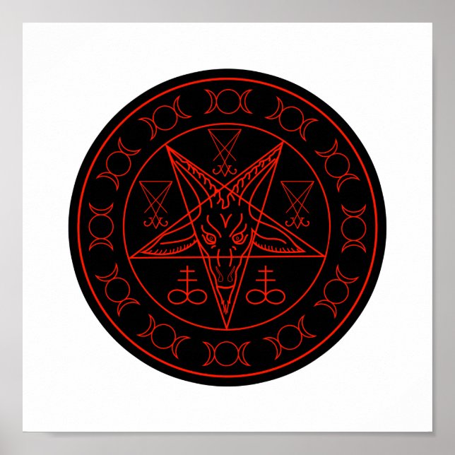 Affiche Sigil de Baphomet triple lune et sigile de lucifer (Devant)