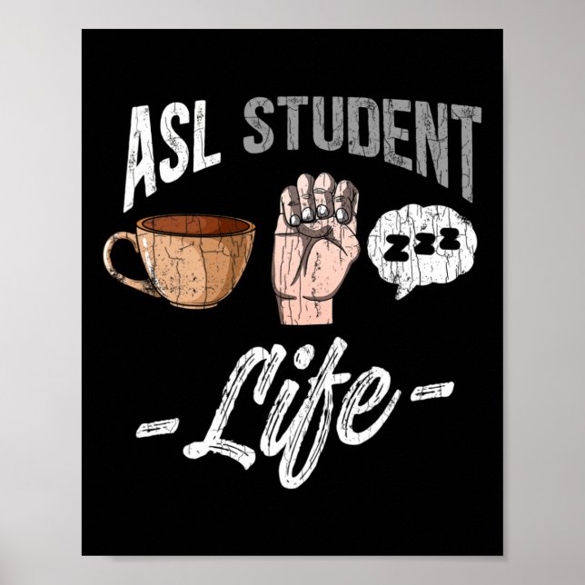 Affiche Sign Language Attire Deaf Awareness Asl Student Fu (Devant)