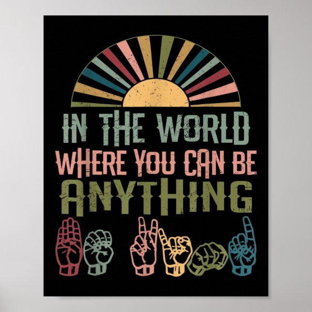 Affiche Sign Language Deaf Awareness Kindness Asl Language (Devant)