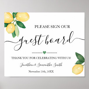 Affiche Sign Our Guest Board Wedding Reception Lemons Sign