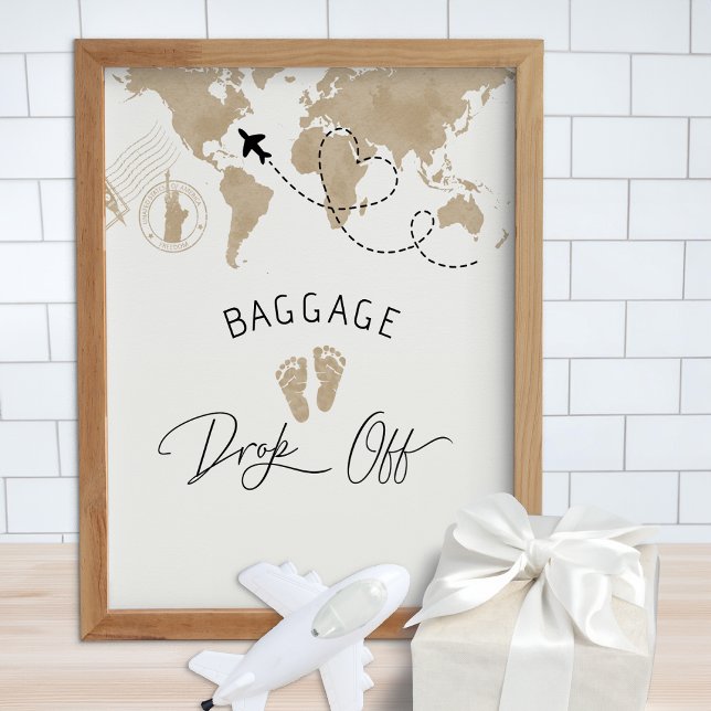 Affiche Signal Baby shower Dépose Bagages (Fun Baby Shower Gift Table Sign)