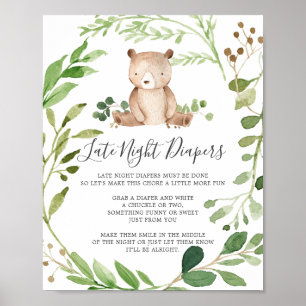 Affiche Signal Baby shower Ours Diapositives de nuit tardi