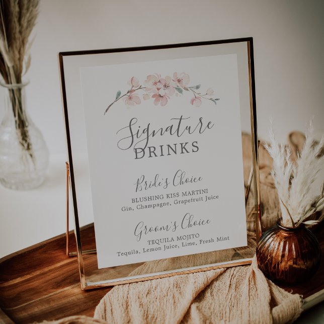 Affiche Signal boisson signature fleur cerise printemps (Créateur téléchargé)