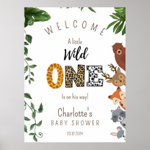 Affiche Signal de bienvenue du baby shower Wild One Safari