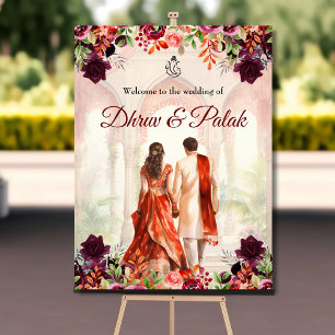 Affiche Signal de bienvenue mariage indien Signal de coupl