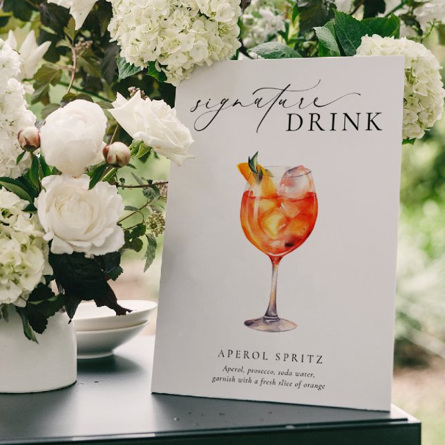 Affiche Signal de boisson Ellesmere Modern Minimal Signatu (Signature Drinks Sign)