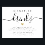 Affiche Signal de boissons de signature de script simple<br><div class="desc">Boissons signées mariage script moderne signe en noir et blanc avec couleur de coeur modifiable forme,  simple et élégant. Voir toutes les pièces correspondantes de la collection</div>