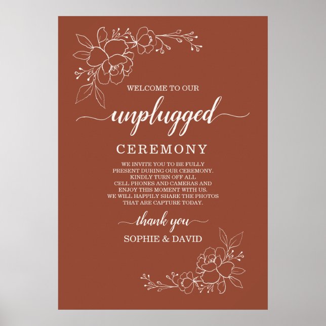 Affiche Signal de cérémonie de Mariage débranché Boho Terr (Devant)
