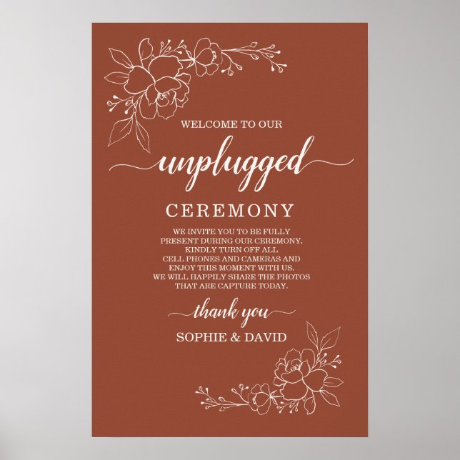 Affiche Signal de cérémonie de Mariage débranché Boho Terr (Devant)