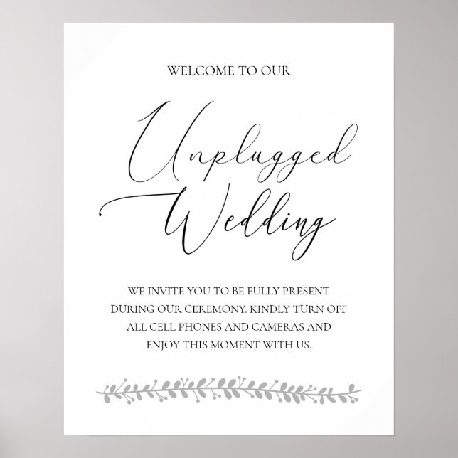 Affiche Signal de cérémonie Mariage débranché élégant (Devant)