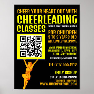 Affiche Signal de code QR pom-pom girl, Classes Cheerled