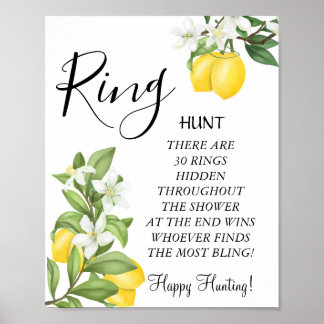 Affiche Signal de jeu de douche nuptiale Lemony Ring