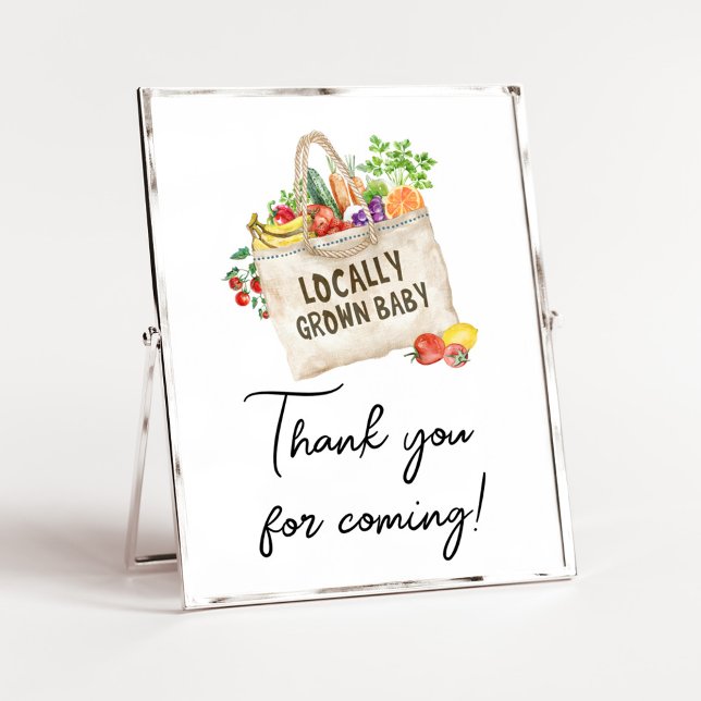 Affiche Signal de Merci de Baby shower cultivé localement (Farmers Locally Grown Baby Shower Sign)