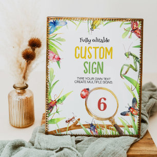 Affiche Signal de table de fête d'anniversaire des insecte