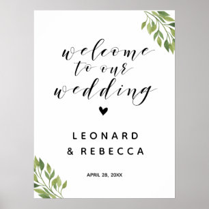 Affiche Signal mariage de bienvenue verdure botanique