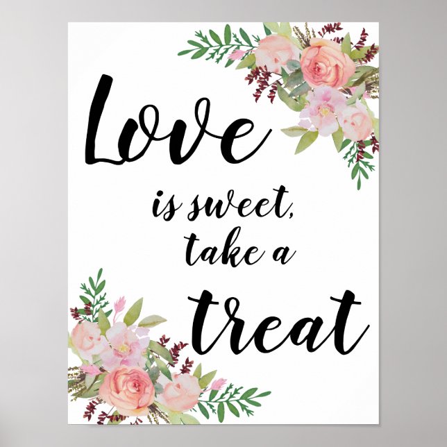 Affiche Signal Mariage floral Aquarelle fleurs panneaux (Devant)