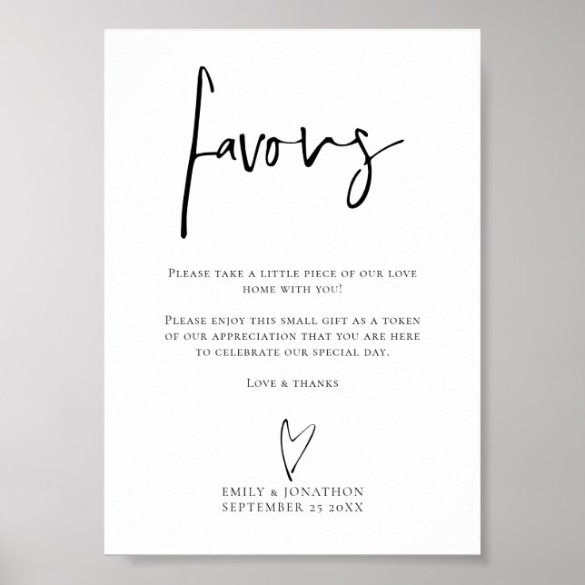 Affiche Signal Mariage manuscrit Faveurs de script imprima (Devant)