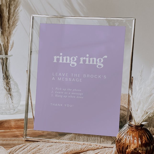 Affiche Signal Mariage Retro Summer Lavender Audio (Retro Summer Lavender Audio Guestbook Wedding Sign)