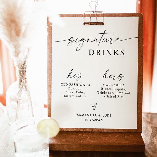 Affiche Signal mariage Signature Boisson | Panneau à barre (Créateur téléchargé)
