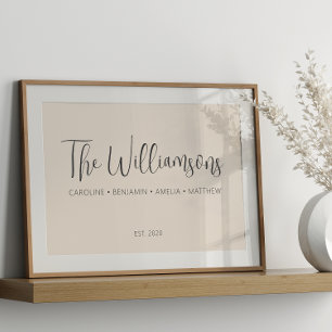 Affiche Signal personnalisé de prénom de famille personnal