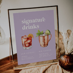 Affiche Signal Retro Été Lavande Signature Boissons