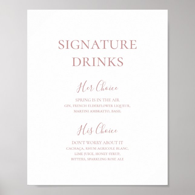 Affiche Signal Rose or signature simple et élégant Boisson (Devant)