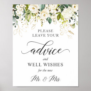 Affiche Signal Roses blanches Floral