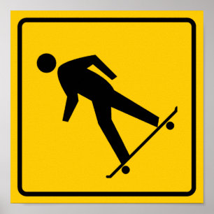Affiche Signal routier de la zone de skateboard