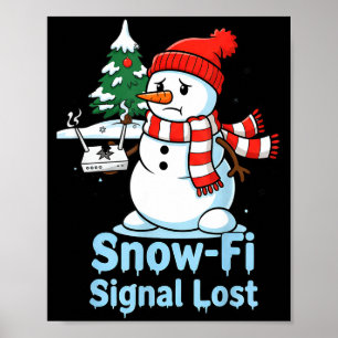 Affiche Signal Snow-fi drôle perdu Noël design bonhomme de