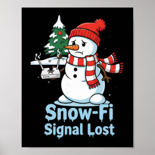 Affiche Signal Snow-fi Drôle Perdu Noël Dessin De Bonhomme