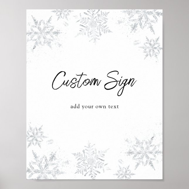 Affiche Signal texte personnalisé de Flocon d'hiver (Devant)