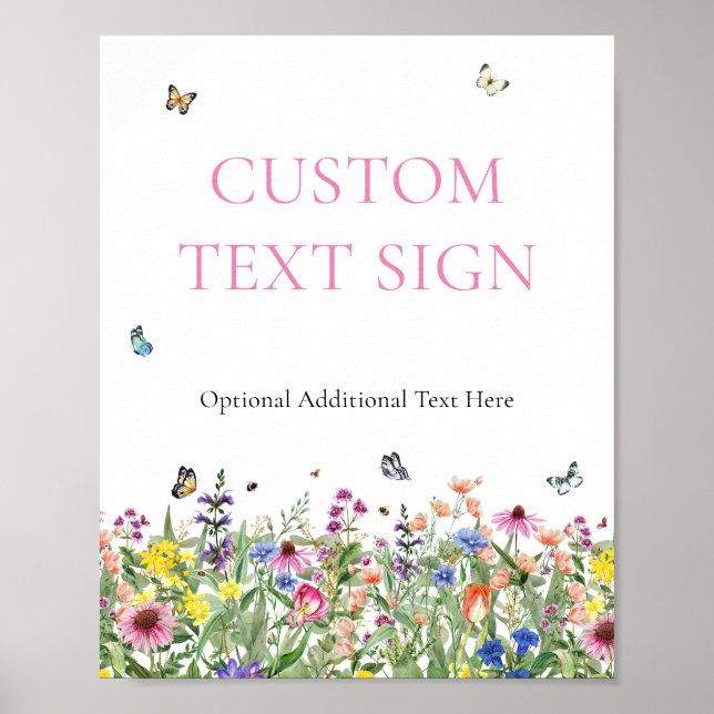 Affiche Signal texte personnalisé fleur sauvage Mariage (Devant)