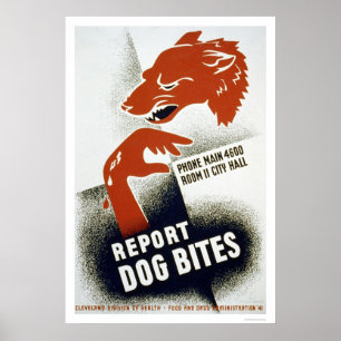 Affiche Signaler les piqûres de chien 1941 WPA