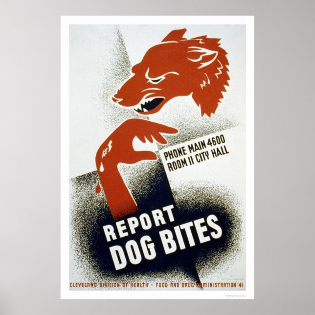 Affiche Signaler les piqûres de chien 1941 WPA (Devant)