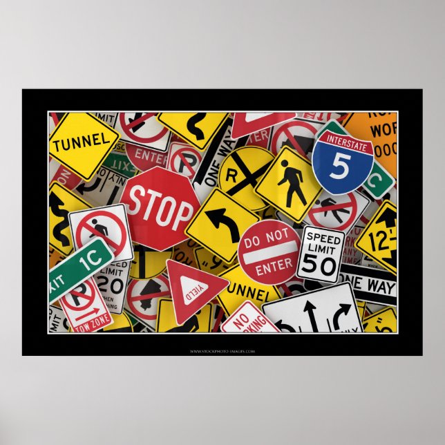 Affiche signalisation routière américaine (Devant)