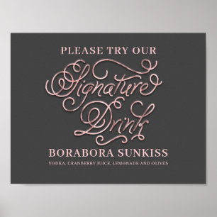 Affiche Signature Boire Bar Mariage Signer