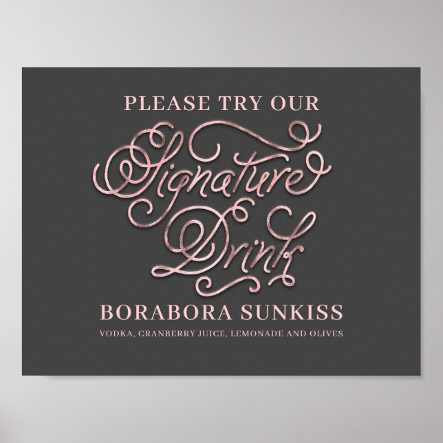 Affiche Signature Boire Bar Mariage Signer (Devant)