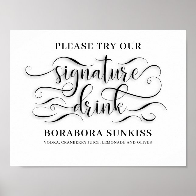 Affiche Signature Boire Bar Mariage Signer (Devant)