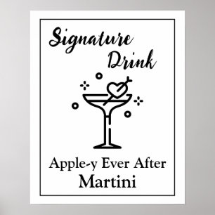 Affiche Signature Boire Signer pour Mariage Bar Martini