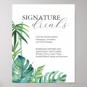 Affiche Signature Boissons 8x10 Mariage tropical