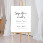 Affiche Signature Boissons Calligraphie Argent Signal<br><div class="desc">Cette signature boissons calligraphie signe argent est parfait pour un mariage rustique. Le design sobre et élégant présente une typographie de script classique et sophistiquée en argent. Personnalisez le panneau avec les noms de la mariée et du marié et leur choix de boisson préférée.</div>