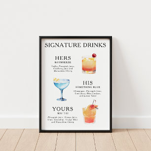 Affiche Signature Boissons Cocktail Mariage