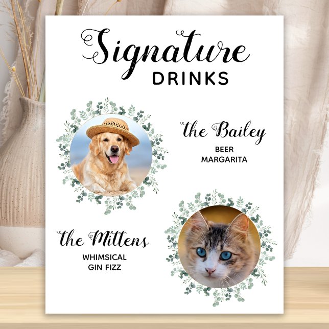 Affiche Signature Boissons Cocktail Mariage pour animaux d (Créateur téléchargé)