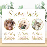 Affiche Signature Boissons Elegant Gold 3 Photo Mariage po<br><div class="desc">Signature Cocktails de vos animaux de compagnie ! Inclure votre meilleur chien, meilleur chat et tout animal de compagnie dans votre mariage avec son bar à boissons signature pour vos invités. Parfait pour les amoureux de les chiens, et un bar spécial chien sera un succès à votre mariage. Or simple...</div>