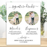 Affiche Signature Boissons Élégante barre de Mariage photo<br><div class="desc">Boissons Signature ! Calligraphie simple mais élégante, cette enseigne signature bar à boissons propose deux cocktails "the Bride" et "the Groom", personnalisés avec vos boissons de choix. Customisez ce panneau de mariage élégant avec votre photo fiançailles préférée ou photos de couple, noms et boissons signature! Vous pouvez également customiser les...</div>