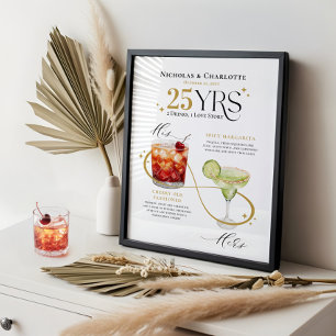 Affiche Signature Boissons Mariage Anniversaire Cocktail M