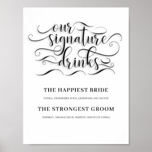 Affiche Signature Boissons Mariage Bar Signer