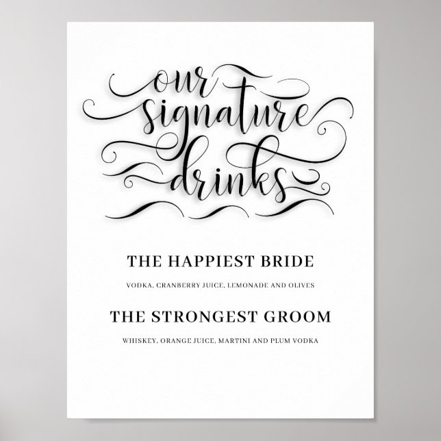 Affiche Signature Boissons Mariage Bar Signer (Devant)