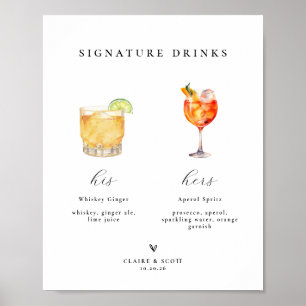 Affiche Signature Boissons Mariage - Panneau