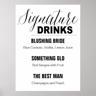 Affiche Signature Boissons Mariage signe noir et blanc